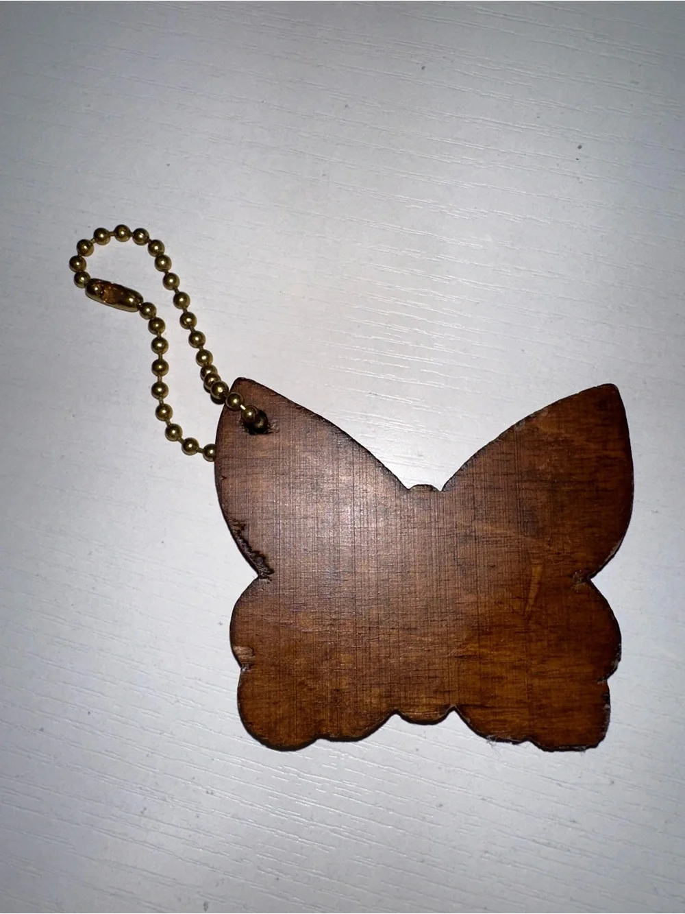 Vtg Wooden Butterfly Keychain